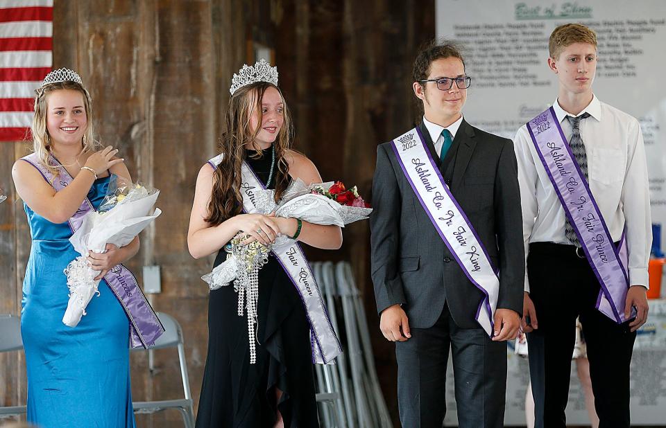 The 2022 Ashland County Junior Fair royalty was announced on Sunday. Zoie Gaus is princess, Linde Hahn is queen, Gabe Murawski claimed the king's title and Vincent Scalesi was named prince.