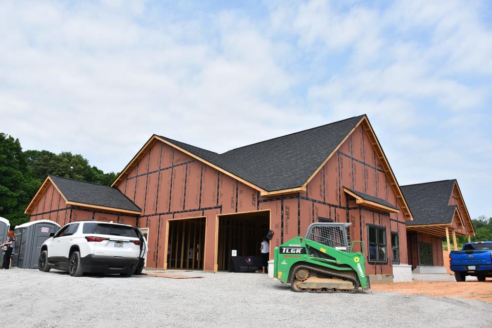 Army veteran Bryan Anderson is honored at his new home in Dickson County by staff with the Gary Sinise Foundation as well as the homebuilder, subcontractors, supporters, and family.