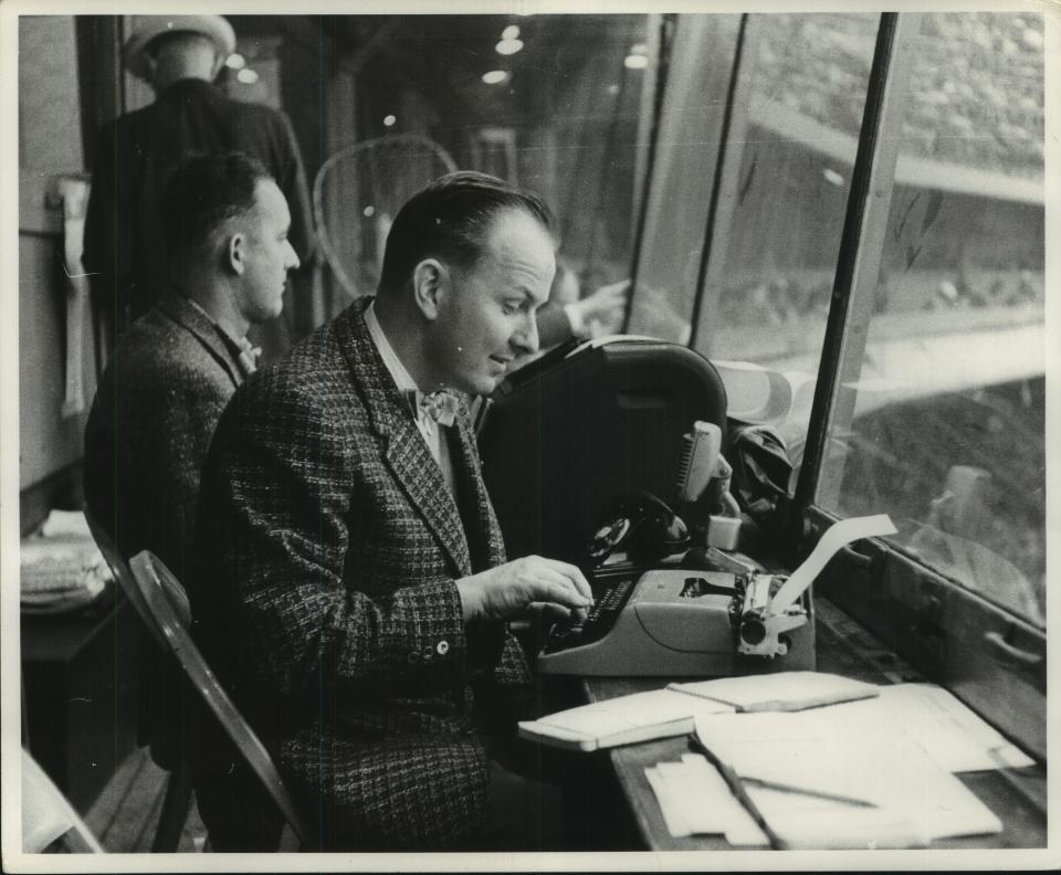 Bob Wolf of Journal staff at work during the baseball season of 1958.