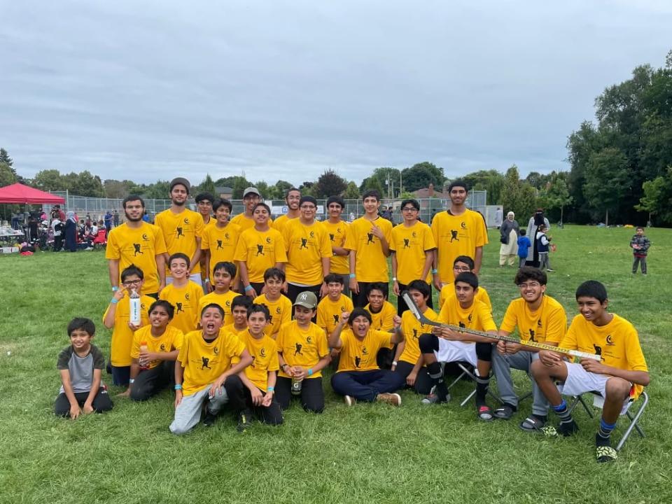 The boys team of the Thorncliffe Ball Hockey League is pictured at a tournament last summer. Huzaifa Jogiat, a co-founder of the league, says it's been tough to find enough space for the kids for play in Thorncliffe. 