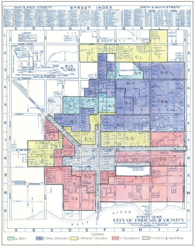 1930s redline map of Phoenix