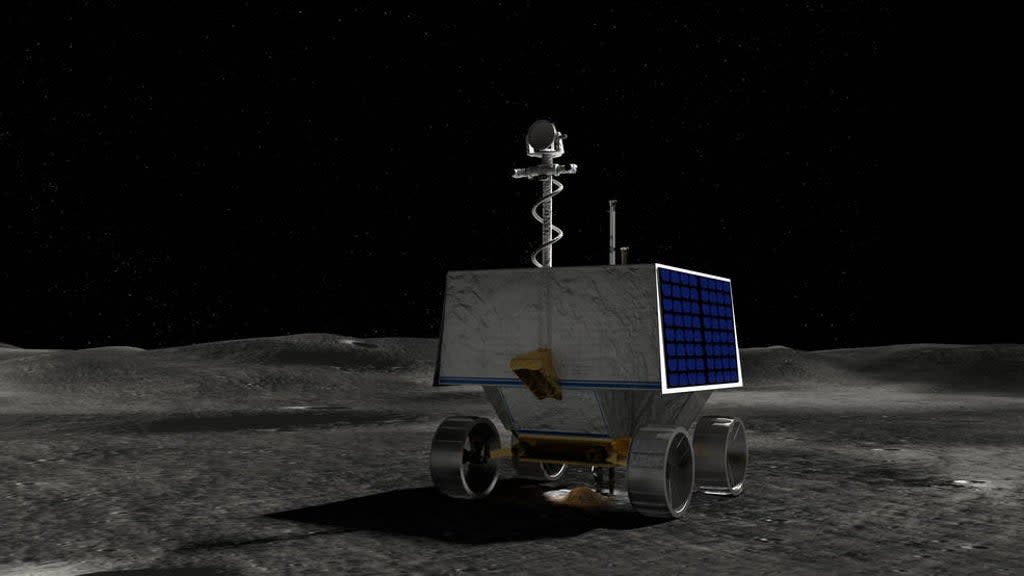 Illustration of Nasa’s VIPER rover on the  surface of the moon (NASA/Daniel Rutter)