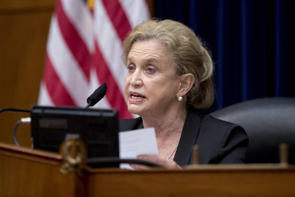 Chairwoman Rep. Carolyn Maloney, D-N.Y., speaks during a House Committee on Oversight and Reform hearing on the 2020 Census​ on Capitol Hill, Wednesday, July 29, 2020, in Washington. (AP Photo/Andrew Harnik)