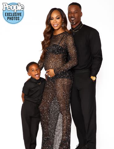 <p>Courtesy of Erick Robinson</p> Sanya Richards-Ross with son Aaron Jermaine and husband Aaron Ross