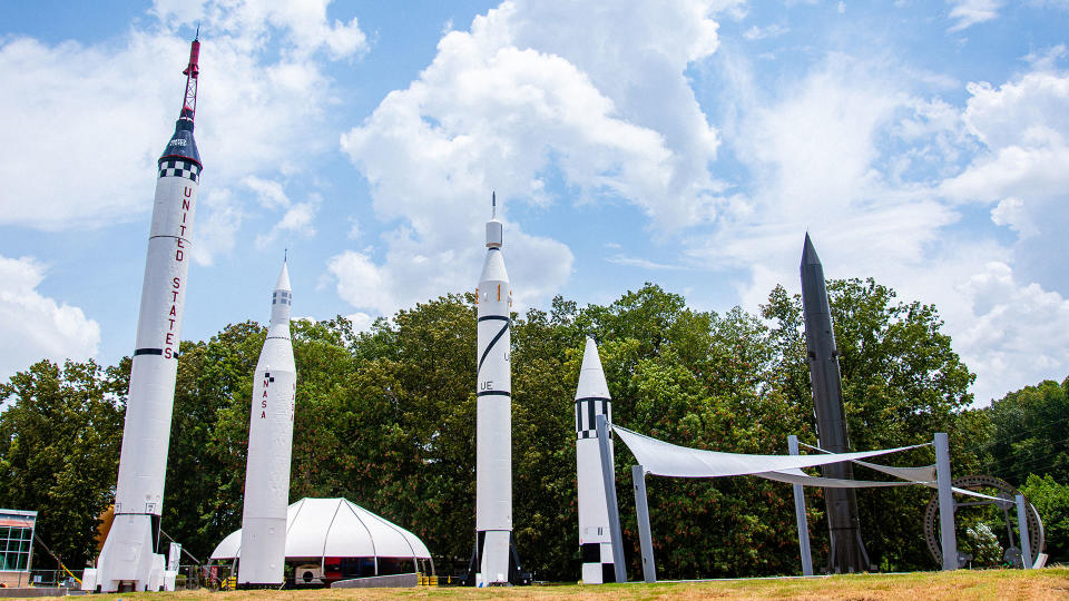     Rocket Row, part of the Rocket Park at the US Space & Rocket Center in Huntsville, Alabama, is back on its feet after six years. 