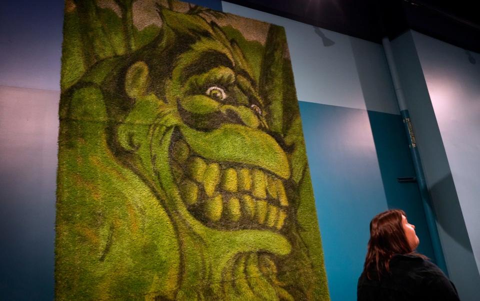 A grass yeti is just one of the many unique art murals and pieces, some created by local artists, that are on display at Level99 at the Providence Place mall.