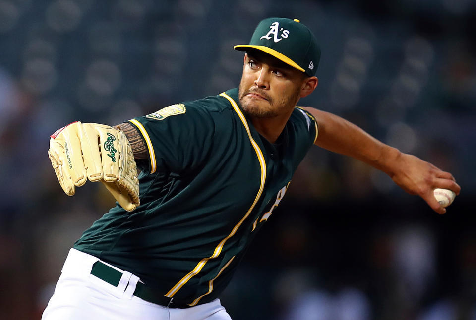 Sean Manaea is off to a terrific start and needs to be added in all fantasy leagues (AP).