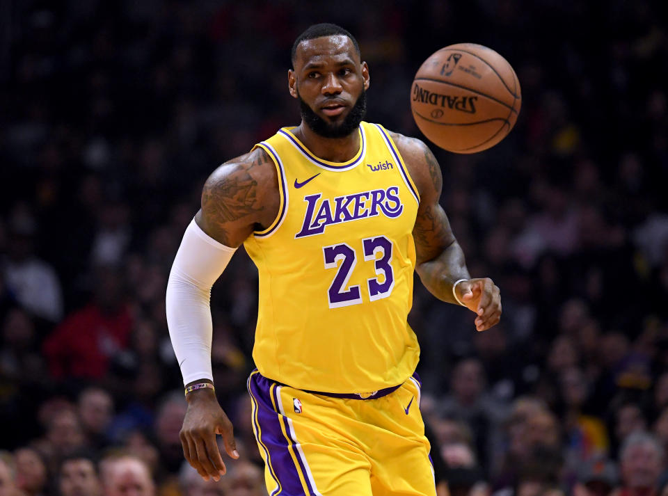 LeBron James made his return on Thursday night after missing 17 games with a groin injury, and nearly dropped a triple-double in the Lakers’ win against the Clippers. (Harry How/Getty Images)