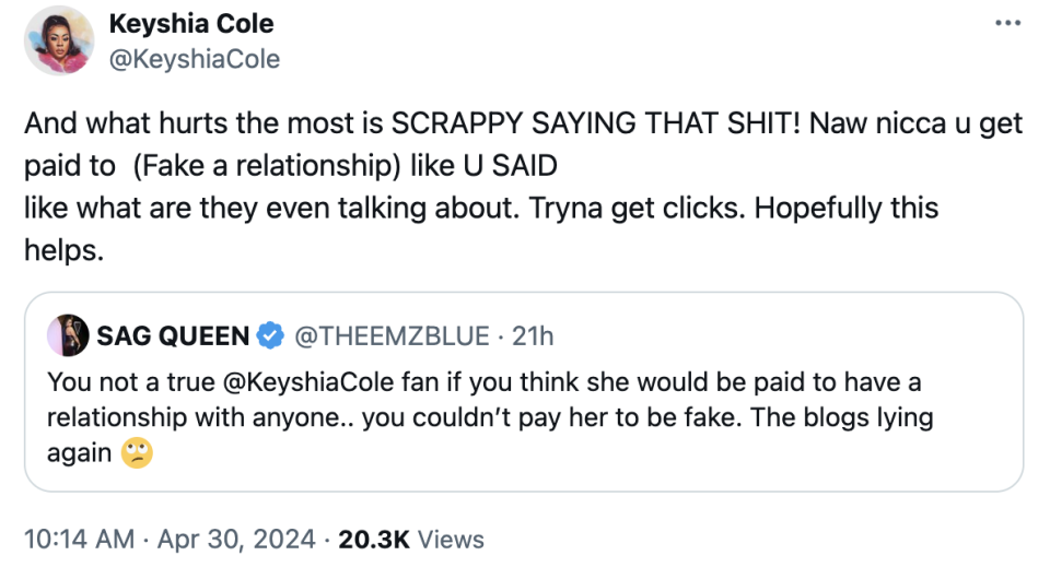 Keyshia Cole Hunxho Scrappy dating publicity stunt response