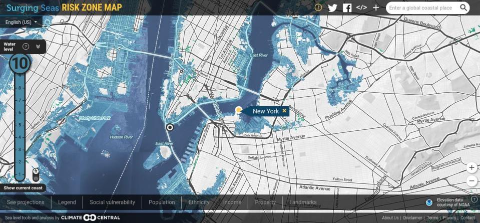 new york sea level rise 10 feet