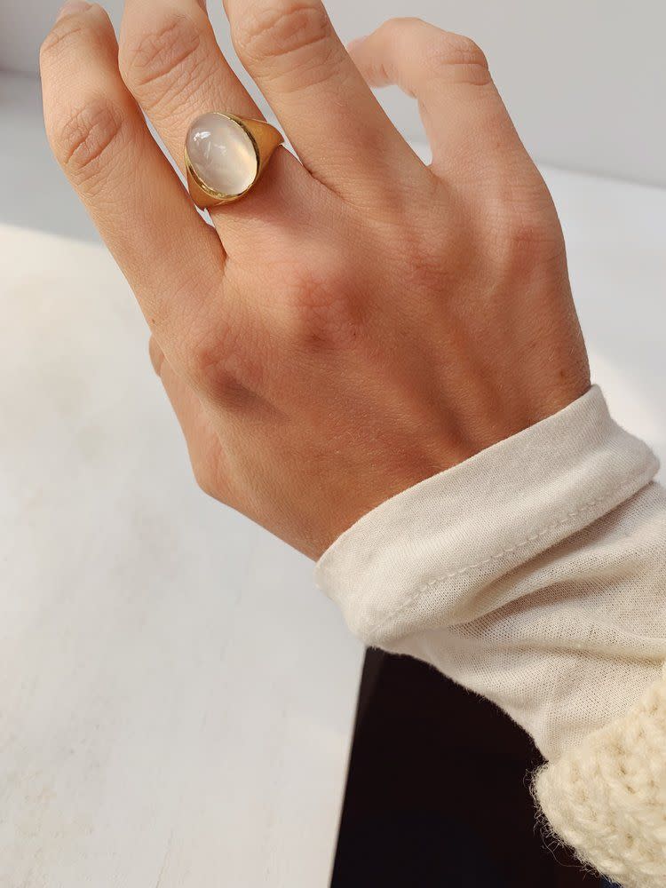 Cat's Eye Moonstone Signet Ring