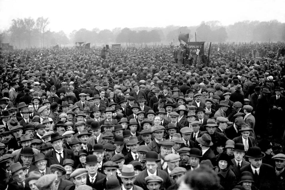 A mass gathering in Hyde Park for a meeting during the General Strike of 1926 (PA) (PA Archive)