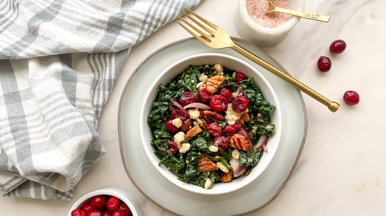 bowl of salad with fork