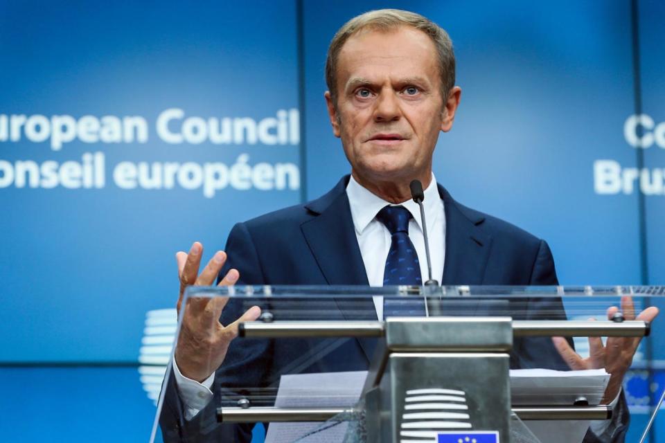 Mr Tusk said it was up to the UK to establish its terms (EPA)