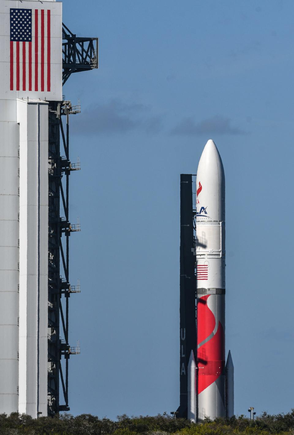 United Launch Alliance's first Vulcan rocket rolls out to the launch pad Friday at Cape Canaveral Space Force Station.