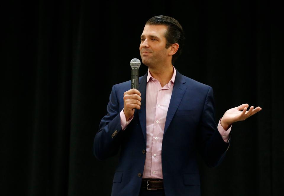 Donald Trump Jr. speaks at a rally for Sen. Ted Cruz. (Photo: Larry W. Smith/EPA-EFE/REX/Shutterstock)