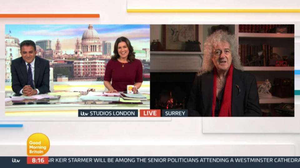 Brian May was put on the spot about his gas fire on 'GMB'. (ITV)