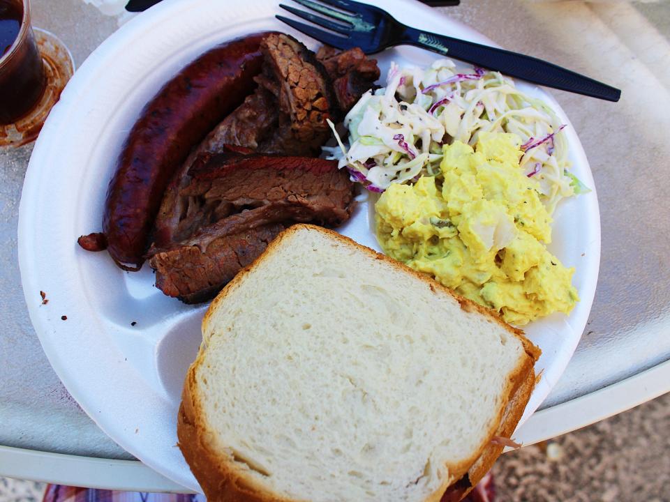 franklin barbecue austin texas plate of food