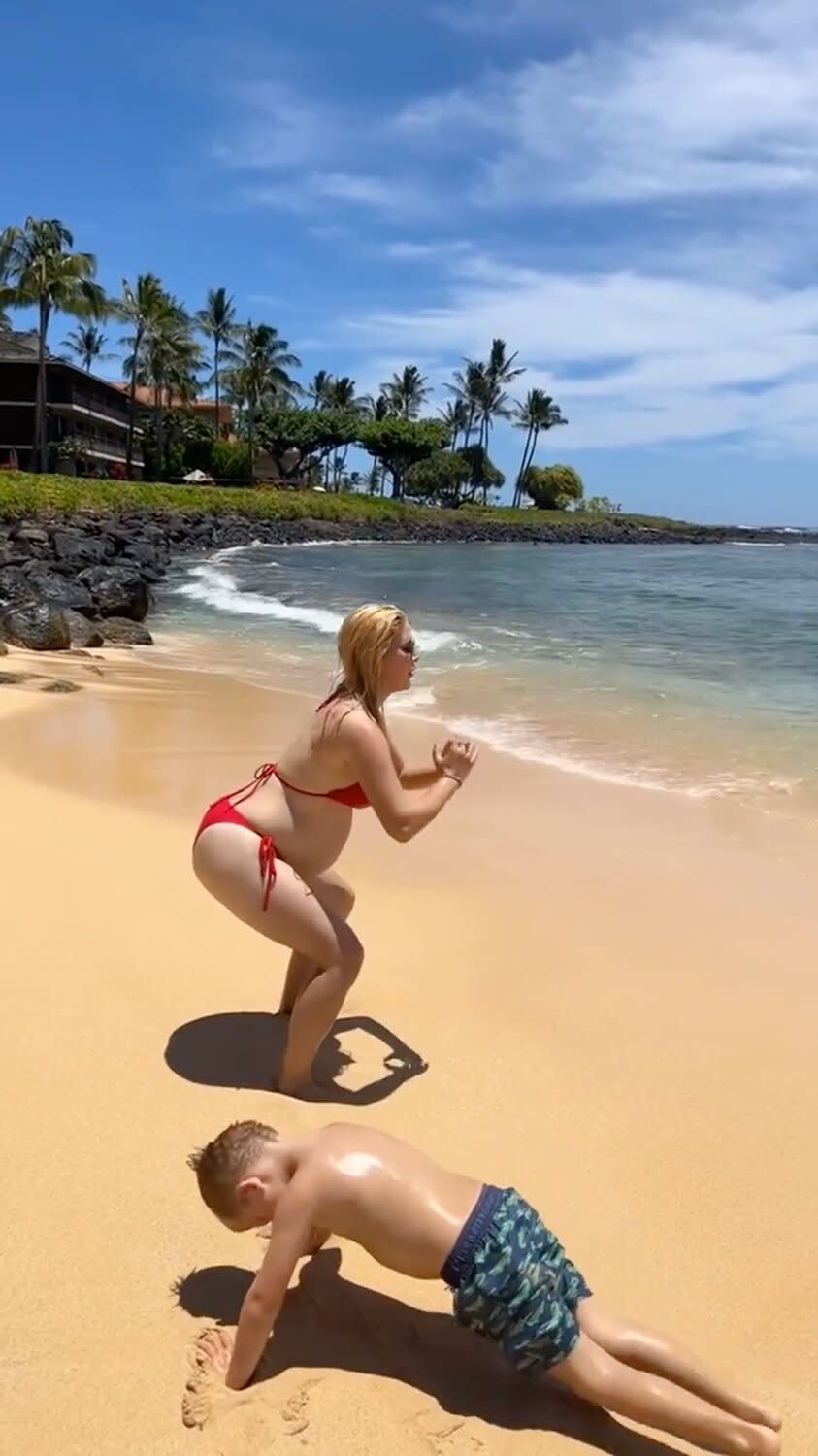 Heidi Montag Pratt Shares a 'Pregnancy Workout' from Her Beach Vacation with Family