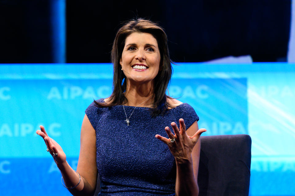 Nikki Haley defended Trump on impeachment and immigration in a CBS interview. (Photo: Michael Brochstein/SOPA Images/LightRocket via Getty Images)