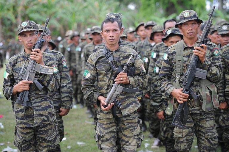 MILF rebels at a rally in support of the peace agreement with the government, on southern island of Mindanao, on March 27, 2014