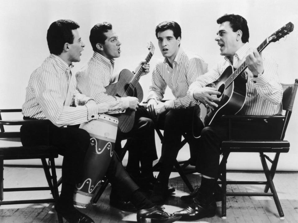 Frankie Valli became a huge star with his band, The Four Seasons, seen together in 1963. From left, Valli, ommy DeVito, Bob Gaudio and Nick Massi. Getty Images