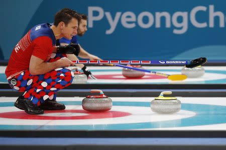 Curling - Pyeongchang 2018 Winter Olympics - Men’s Round Robin - Norway v South Korea - Gangneung Curling Center - Gangneung, South Korea - February 16, 2018 - Thomas Ulsrud of Norway. REUTERS/Phil Noble