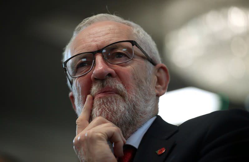 Britain's opposition Labour Party leader Jeremy Corbyn attends a general election campaign meeting in Harlow