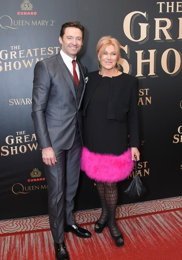 Hugh Jackman and wife Deborra-lee Furness attend the 'The Greatest Showman' World Premiere. Source: Getty