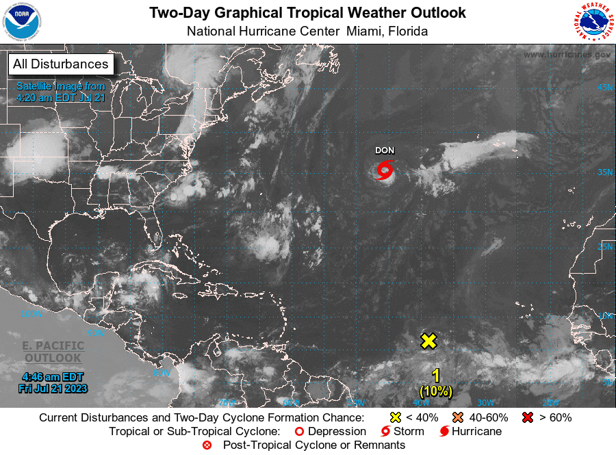 Tropical conditions 5 a.m. July 21, 2023.