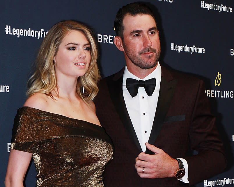 Supermodel Kate Upton and Houston Astros pitcher Justin Verlander are expected their first child. (AP)