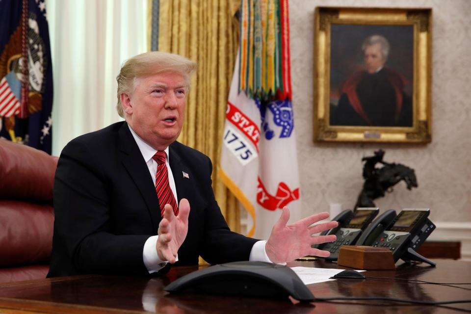 President Donald Trump greets members of the five branches of the military by video conference on Christmas Day.