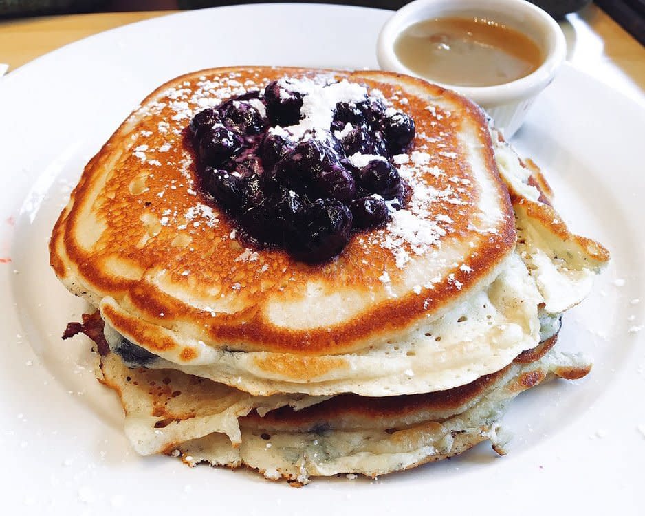 blueberry pancakes at Clinton Street Baking Co. in New York, NY