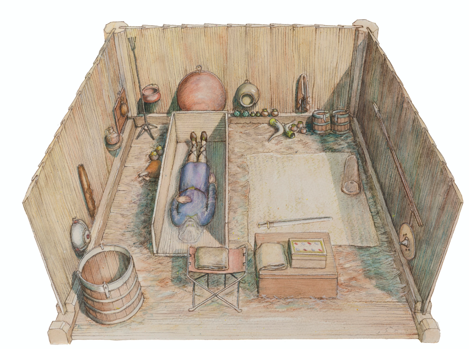 Reconstruction drawing of the burial chamber believed to be that of Seaxa, brother of King Saebert (PA)