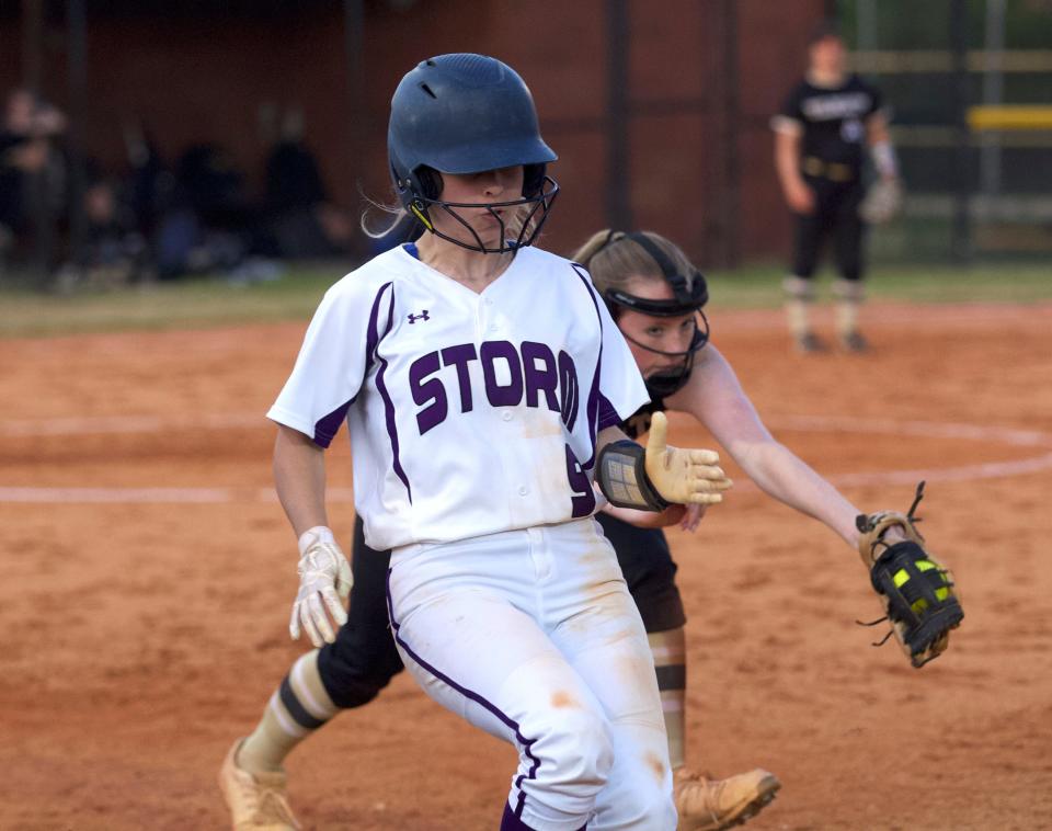 Stuart Cramer's Braley Hamilton legs out a single during a recent game against North Gaston.