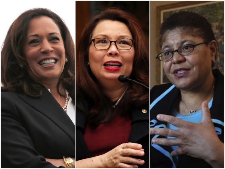 Senator Kamala Harris, Senator Tammy Duckworth and Congresswoman Karen Bass, are being considered for vice presidential candidates by the Biden Campaign.