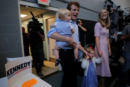 U.S. Rep. Kennedy III is joined family as he arrives to announce his candidacy for the U.S. Senate in Boston