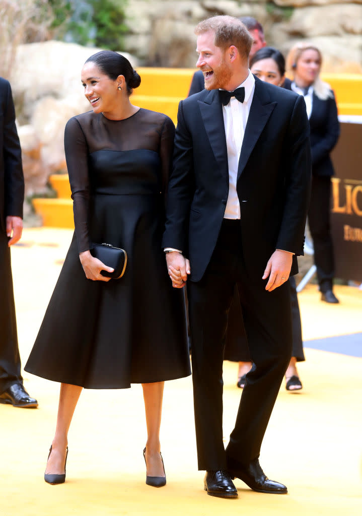 Prince Harry, Duke of Sussex and Meghan, Duchess of Sussex attend "The Lion King" European Premiere at Leicester Square on July 14, 2019 in London, England. (Photo by Chris Jackson/Getty Images)