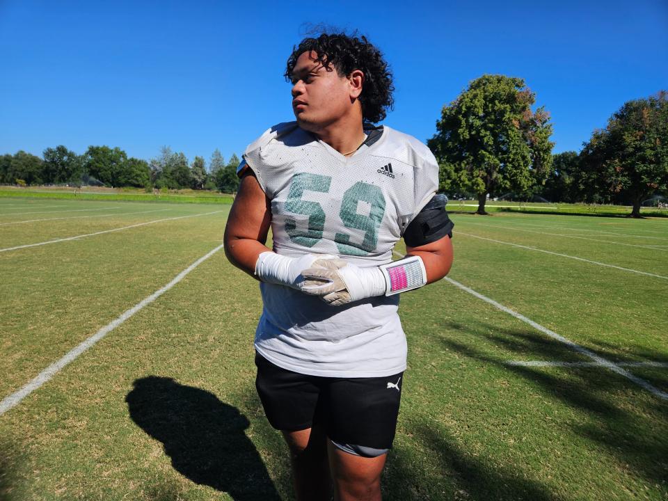 Shasta College freshman offensive lineman Elgin Faraimo from Fife, Washington.