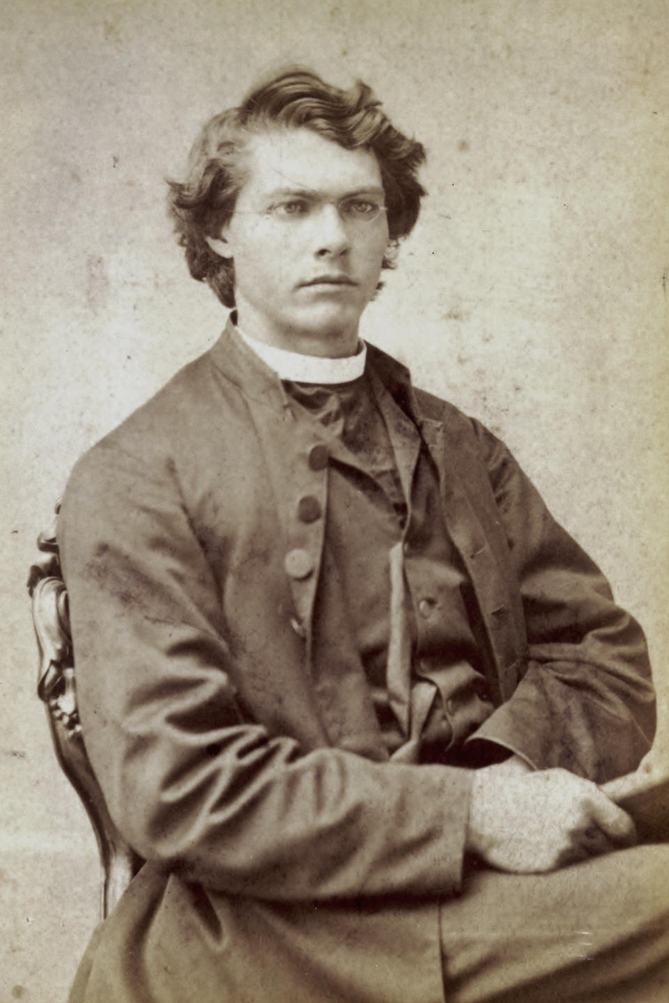 This photo provided by the Presentation Sisters Archives in October 2023 shows an undated portrait of the Rev. Robert W. Haire, a socialist Catholic priest and influential direct democracy advocate who lived in Aberdeen, South Dakota, in the late 1800s and early 1900s. (Presentation Sisters Archives via AP)