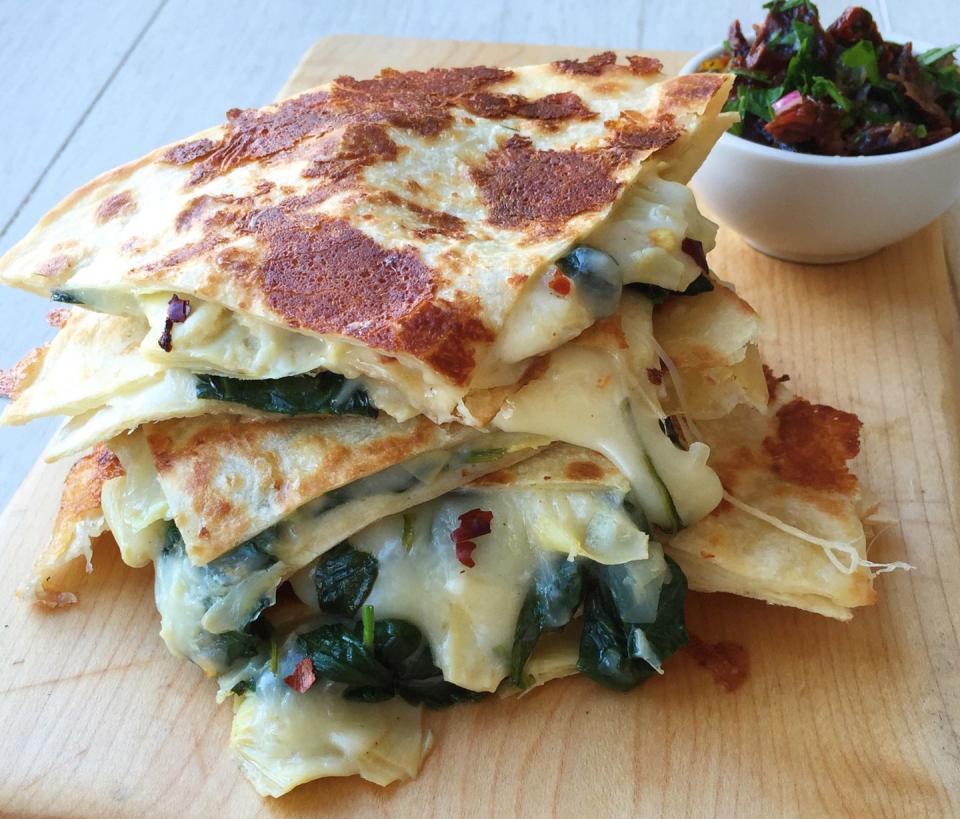 Cheesy Spinach-Artichoke Quesadillas