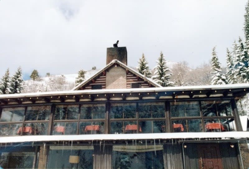 The Log Haven restaurant is pictured in Mill Creek Canyon on the morning two people were killed on March 5, 1982. | Salt Lake County Sheriff's Office