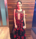 <p>La cantante teen se lució con un vestido de China by Antolin, adelanto de la nueva colección Frida, inspirada en la artista mexicana. ¿El detalle? El escote y la espalda al descubierto. </p>