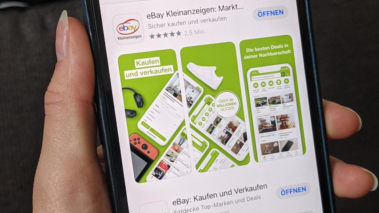 Die App von Ebay Kleinanzeigen im App Store von Apple auf einem iPhone.)