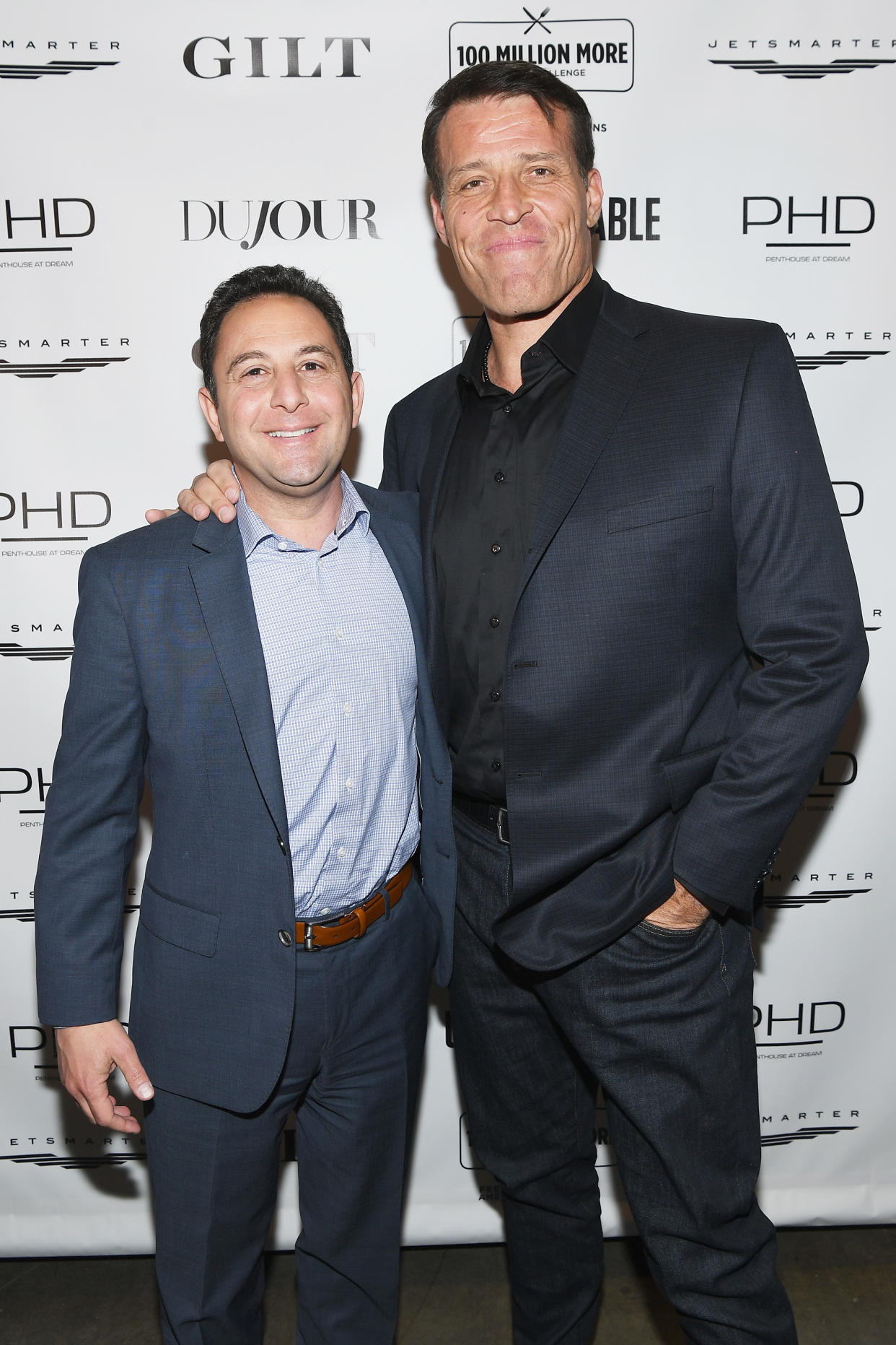 NEW YORK, NY - FEBRUARY 27:  Principal, President and Chief Investment Officer of Creative Planning, Inc., Peter Mallouk and author Tony Robbins attend Tony Robbins' Birthday celebration and book launch of 