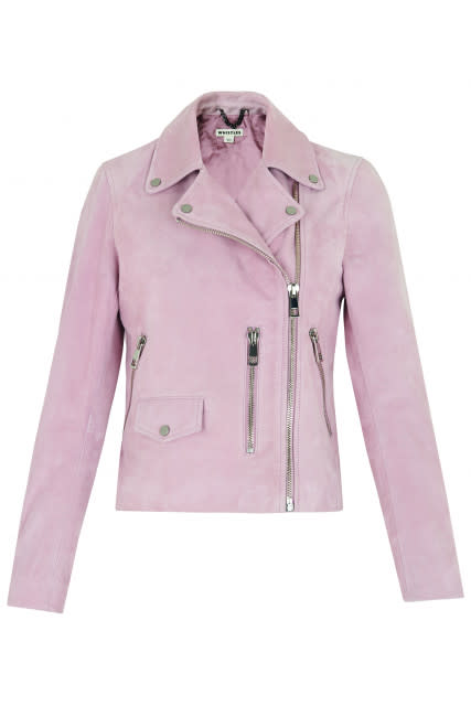 Pink Agnes Suede Biker