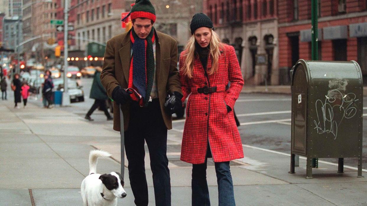 292061 08 magazines please call john f kennedy jr and his wife carolyn walk with their dog january 1, 1997 in new york city july 16, 2000 marks the one year anniversary of the plane crash off the coast of marthas vineyard in massachusetts that killed john f kennedy jr, 38, his wife carolyn bessette kennedy, 33, and her sister lauren bessette, 34 photo by evan agostiniliaison