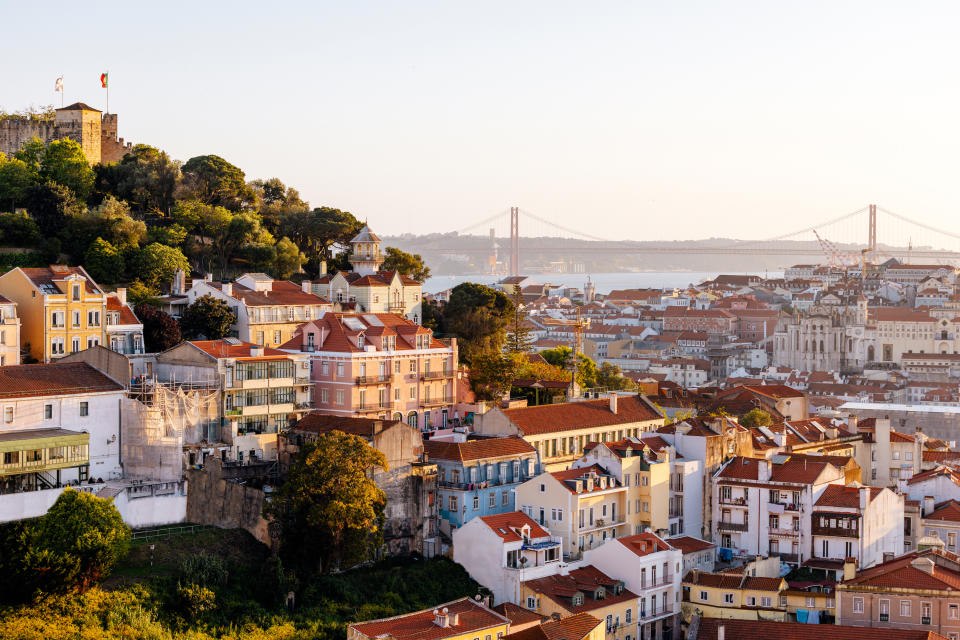 A view of colorful homes in Lisbon