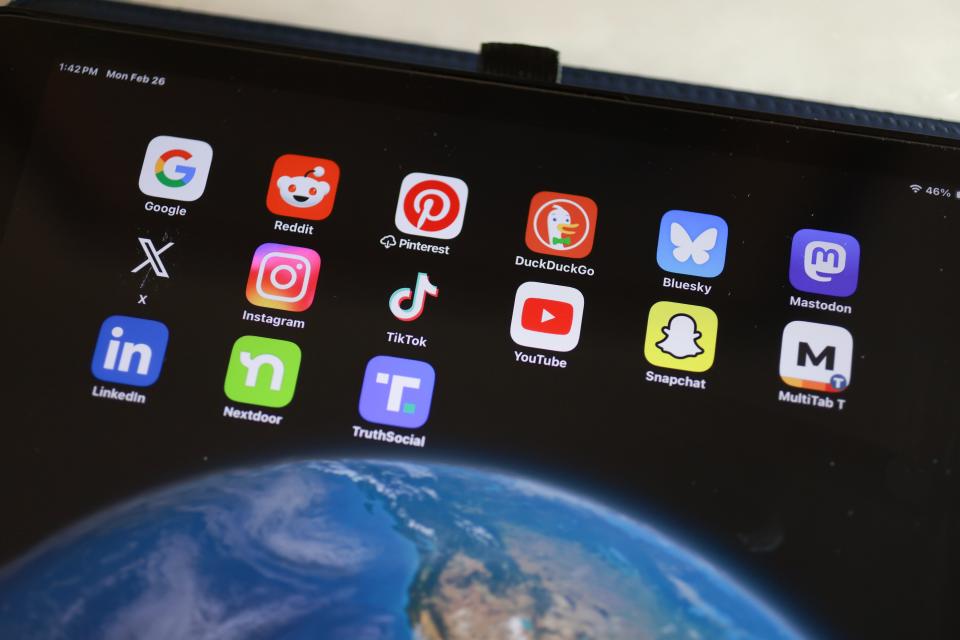 In this photo illustration, social media apps are displayed on an iPad on February 26, 2024, in Miami, Florida.