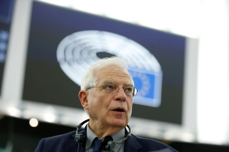 EU foreign policy chief Josep Borrell addresses the European Parliament in Strasbourg